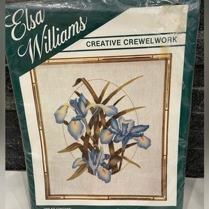 Vintage 1970s Elsa Williams Crewelwork Embroidery Stitch Kit  IRIS Flowers NEW